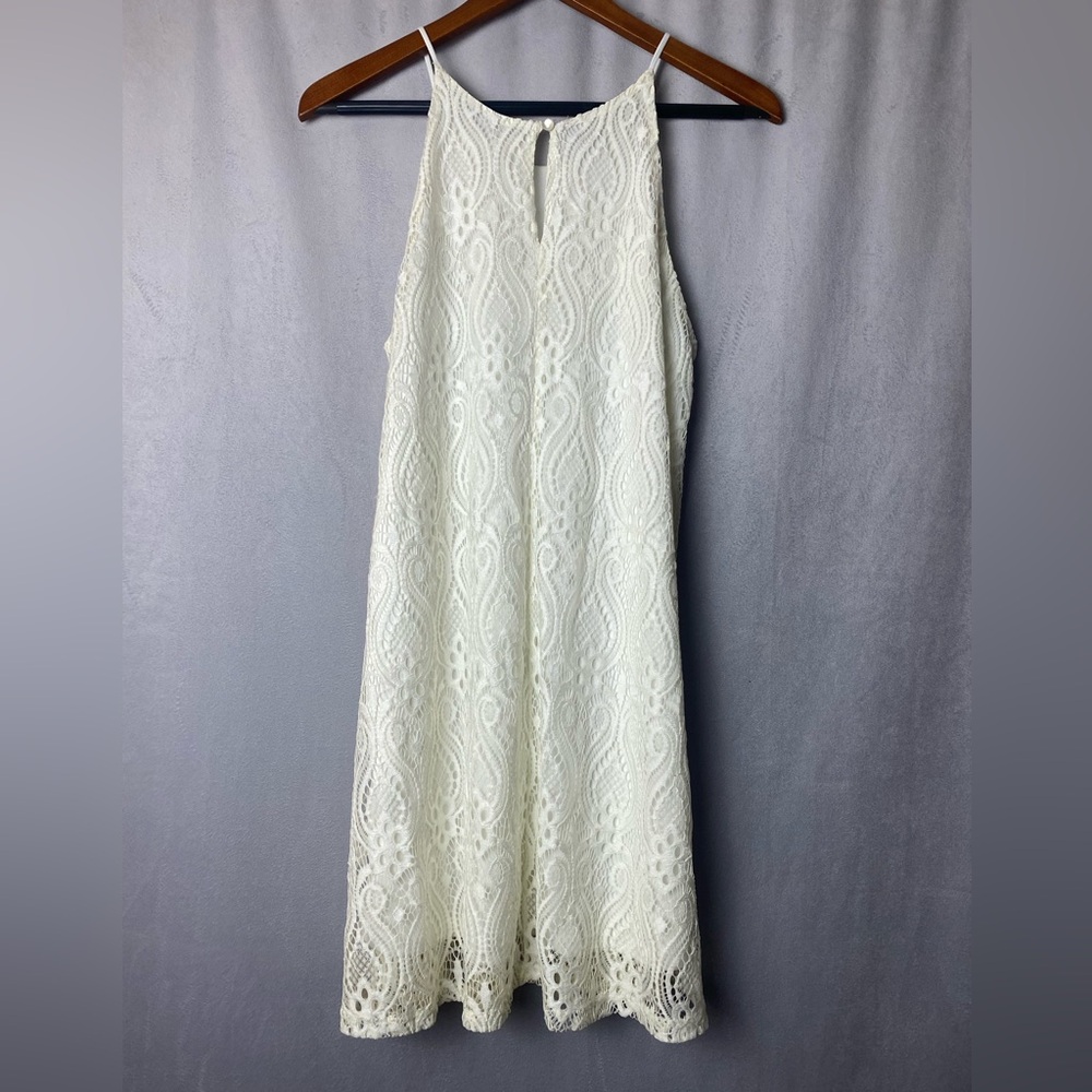 Love Tree Off White Cream Lace Dress Spaghetti Strap Boho Beach Lace Feminine M - Picture 6 of 8